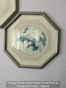 Vintage-Asian-Style-Peony-Floral-Print-in-Octagonal-Frame-Signed