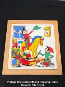 Vintage-Christmas-Elf-and-Rocking-Horse-Ceramic-Tile-Trivet