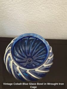 Vintage-Cobalt-Blue-Glass-Bowl-in-Wrought-Iron-Cage-third-image
