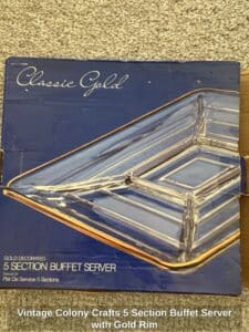 Vintage-Colony-Crafts-Section-Buffet-Server-with-Gold-Rim