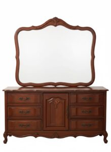 Vintage-French-Provincial-Style-Serpentine-Solid-Wood-Drawers-Dresser-with-Mirror
