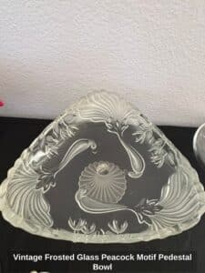 Vintage-Frosted-Glass-Peacock-Motif-Pedestal-Bowl