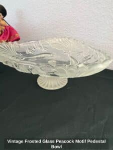 Vintage-Frosted-Glass-Peacock-Motif-Pedestal-Bowl-second-image
