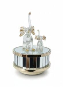 Vintage-Glass-Elephant-Musical-Carousel-with-Mirrored-Base