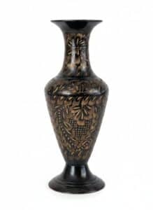 Vintage-Hand-Etched-Black-Brass-Vase-with-Floral-Motifs-second-image