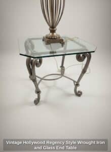 Vintage-Hollywood-Regency-Style-Wrought-Iron-and-Glass-End-Table
