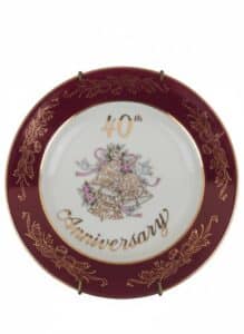 Vintage-Lefton-th-Anniversary-Ruby-Red-Border-Decorative-Plate
