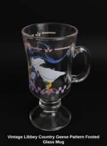 Vintage-Libbey-Country-Geese-Pattern-Footed-Glass-Mug