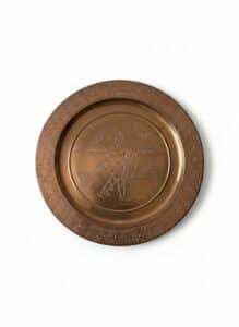 Vintage-Mexican-Copper-Plate-with-Aztec-Warrior-Motif