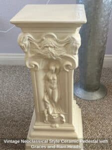 Vintage-Neoclassical-Style-Ceramic-Pedestal-with-Graces-and-Ram-Heads-second-image