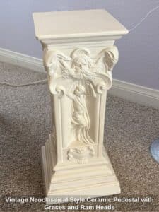 Vintage-Neoclassical-Style-Ceramic-Pedestal-with-Graces-and-Ram-Heads-third-image