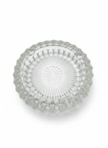 Vintage-Pressed-Glass-Ashtray-with-Sunburst-and-Scalloped-Rim
