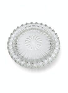 Vintage-Pressed-Glass-Ashtray-with-Sunburst-and-Scalloped-Rim-third-image