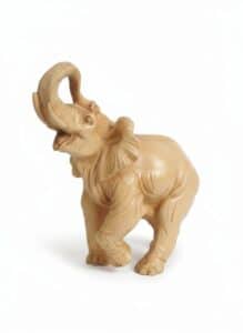Vintage-Resin-Elephant-Figurine-with-Trunk-Raised
