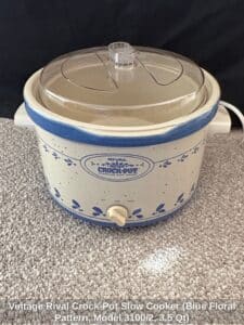 Vintage-Rival-Crock-Pot-Slow-Cooker-Blue-Floral-Pattern-Model-or-.-Qt
