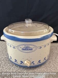 Vintage-Rival-Crock-Pot-Slow-Cooker-Blue-Floral-Pattern-Model-or-.-Qt-second-image