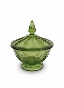 Anchor-Hocking-Fairfield-Avocado-Green-Covered-Candy-Dish