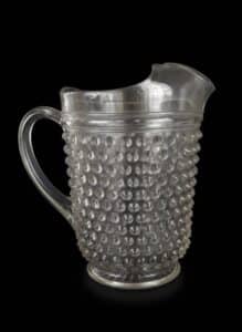 Anchor-Hocking-Hobnail-Clear-Glass-Pitcher-with-Ice-Lip