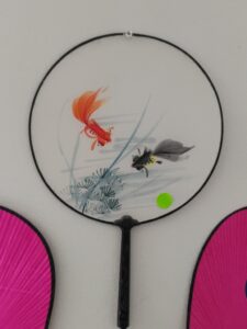 Chinese-Hand-Painted-Silk-Round-Fan-with-Goldfish-Motif