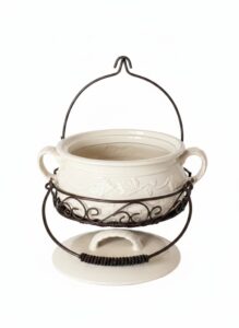 Home-Garden-Party-Veranda-Stoneware-Bean-Pot-with-Metal-Stand-second-image