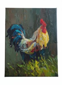 Impressionist-Style-Rooster-Oil-Painting-by-Karen-Tarlton