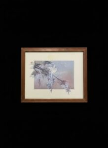 J.-Cheng-Signed-Watercolor-Print-White-Bird-on-Wisteria-Branch
