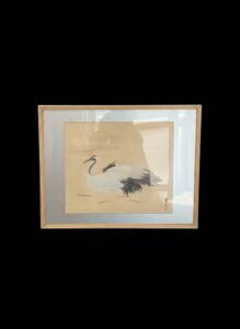 Japanese-Watercolor-Painting-of-Red-Crowned-Cranes-by-Eiichi-Kotozuka