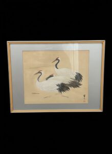 Japanese-Watercolor-Painting-of-Red-Crowned-Cranes-by-Eiichi-Kotozuka-third-image