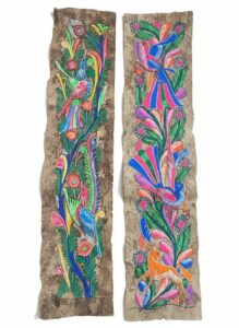 Pair-of-Mexican-Otomi-Amate-Bark-Paintings-with-Birds-and-Deer