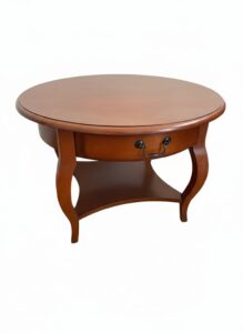 Round-Brown-Cherry-Coffee-or-End-Table-w-or-drawer