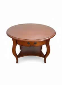 Round-Brown-Cherry-Coffee-or-End-Table-w-or-drawer-second-image