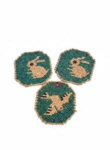 Vintage-Beaded-Bunny-Trivet-Set