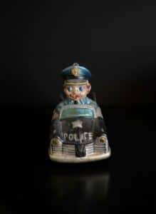 Vintage-Blown-Glass-Police-Car-Ornament