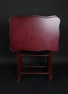 Vintage-Burgundy-Folding-TV-Tray-Table-Set