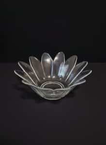 Vintage-Clear-Glass-Lotus-Flower-Shaped-Bowl