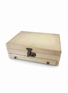 Vintage-Cream-Faux-Leather-Jewelry-Box-with-Drawer-and-Red-Velvet-Lining