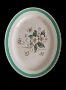 Vintage-Edwin-Knowles-Carolina-Floral-Oval-Platter-and-Fiesta-Turquoise-Platter