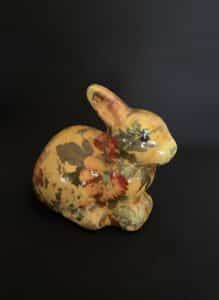 Vintage-Floral-Decoupage-Ceramic-Bunny-Figurine