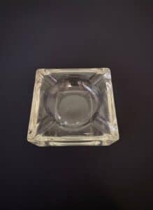 Vintage-Heavy-Square-Clear-Glass-Ashtray