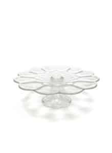 Vintage-L.E.-Smith-Dominion-Pattern-Clear-Glass-Petal-Edge-Cake-Stand