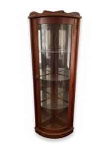 Vintage-Lighted-Corner-Curio-Cabinet-with-Mirrored-Back-and-Carved-Details-third-image