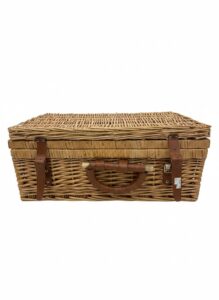 Vintage-Picnic-Basket-Wicker-Set-For-Plates-Glasses-Silverware-Tupperware