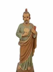 Vintage-Saint-Jude-Thaddeus-Plaster-Statue-Likely-Mexican-Origin-second-image