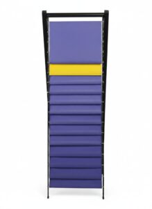 Vintage-Steelcase-Vertical-Paper-Sorter-or-Organizer-with-Purple-and-Yellow-Dividers