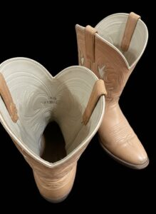 Vintage-s-Acme-Light-Brown-Heeled-Cowboy-Boots-Size-or-M-Womens-with-Inlay-second-image