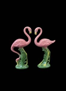 Vtg-MCM-Ceramic-Pink-Flamingo-Figurines-California-Pottery-s-Art-Deco-third-image