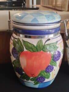Capriware-by-Michaels-Orchard-Hand-Painted-Ceramic-Fruit-Motif-Airtight-Canister-1