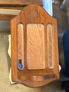 Dustys-Bin-Handmade-Wooden-Wall-Mirror-with-Shelf-and-Floral-Carving-third-image-1