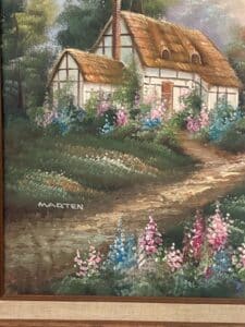 Marten-Signed-Cottage-Landscape-Oil-Painting-second-image-1