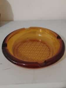 Mid-Century-Modern-Amber-Glass-Ashtray